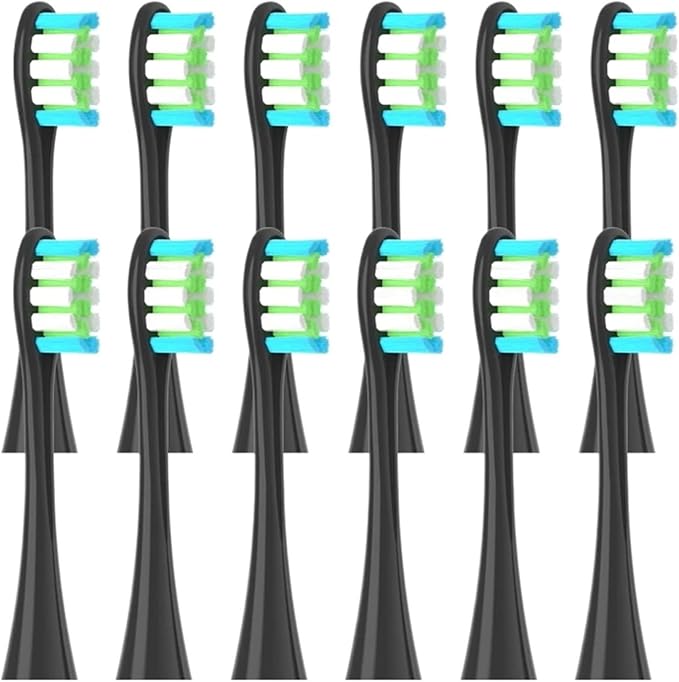 12PCS Replacement Brush HeadsCompatibility for Oclean X/X PRO/ Z1/ F1/ One/Air 2 /SE Sonic Electric Toothbrush(12pcs Black)