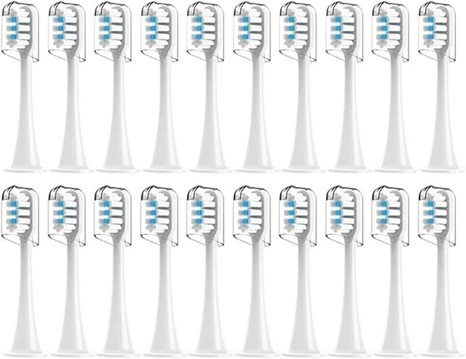 Compatible for Mijia T300/T500/T700 Sonic Toothbrush Heads Replaceable Refill Nozzles 4 Colors with Caps 4/20Pcs(20Wite)