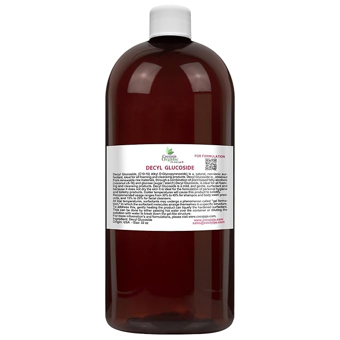 Dr Joe Lab Decyl Glucoside Natural Surfactant - Surfactants for Soap Making Lauryl Glucoside DIY Shower Gel Skin Care Body and Face Wash Plant Derived Natural - 32 Oz