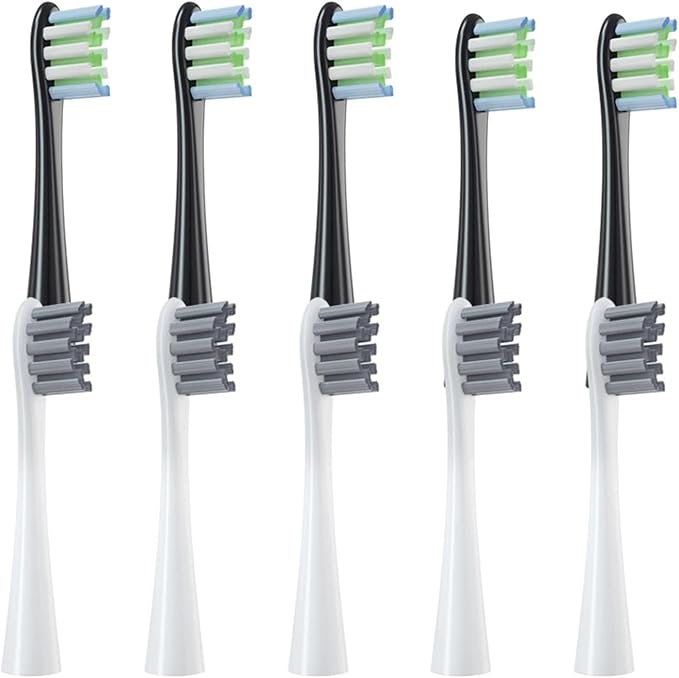 10 Pcs Replacement Brush Heads Compatible for X/X PRO/ Z1/ F1/ One/Air 2 /SE Toothbrush Soft Bristle Nozzles Refill(5Black5Gray)