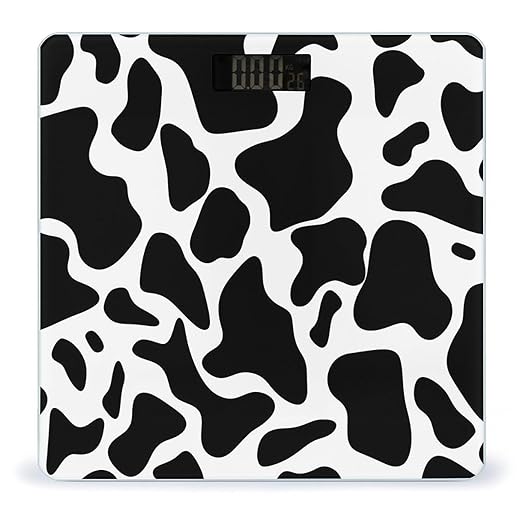Digital Bathroom Scale for Body Weight Scale with Bright LCD Display High Accuracy Step-On Technology Auto On/Off Cow Spot Digital Scales 400 Lbs /180kg