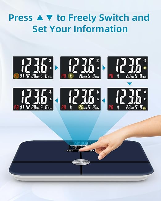 Lepulse Body Fat Scale Scale with Bmi Body Fat Muscle Mass Digital Bathroom Scale Body Composition Monitor 14.2 Big Platform No Need Mobile Phone Or App 400lb