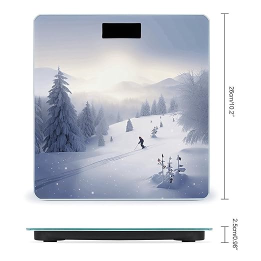 Winter Skiing Scale for Body Weight Precision Bathroom Weighing Scales with Back Lit LCD Display Sturdy Tempered Glass Body Weight Scales Digital Bathroom Scale 400lb
