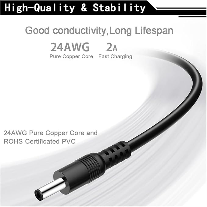 Electric Toothbrush Charger Cable Replacement Compatible for Fairywill FW-507/508/917/D1/D3/D7/D8/E6/E10/E11/2011/2001/P10/P11/T9/B1/K5 Kid(1PCS White)