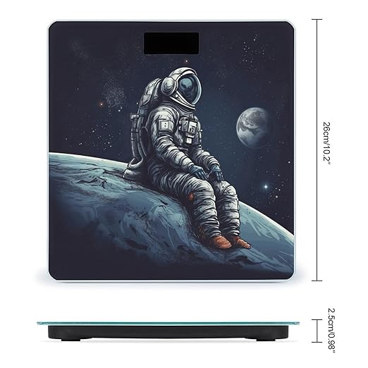 Astronaut Space Scale for Body Weight Safe Rounded Corners Tempered Glass Digital Bathroom Scale LED Display 400lb Capacity Weight Scales with High Precision Sensors