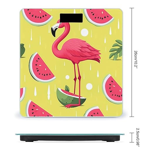Pink Flamingo and Watermelon Scale for Body Weight Highly Accurate Digital Bathroom Body Scale Digital Bathroom Scales for People Anti-Slip Large LCD Display Smart Scales