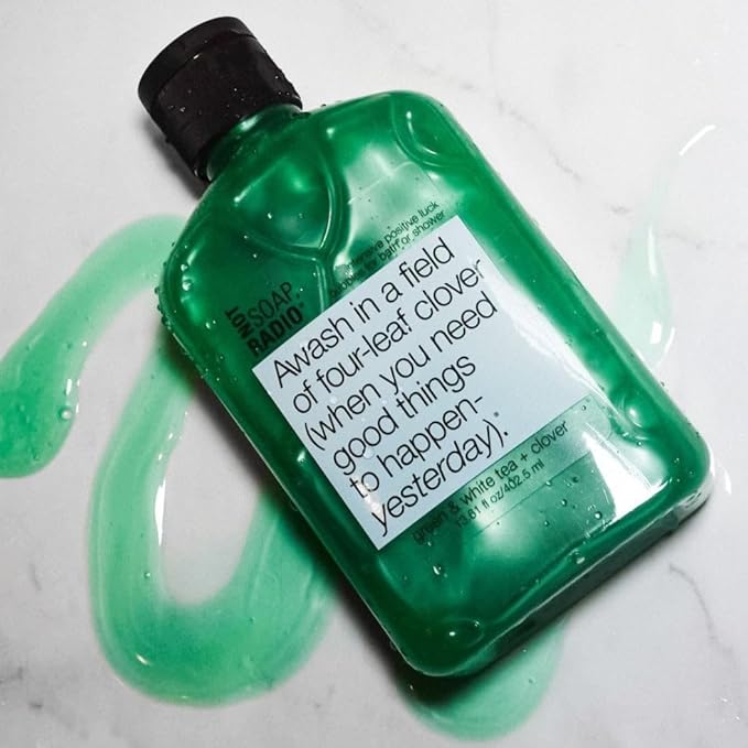 Not Soap Radio Awash in a field of four leaf clover (when you need good things to happen yesterday) bath/shower gel 12.17 oz.
