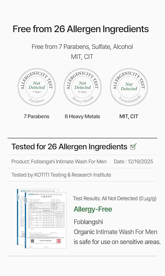 100% Natural Ingredients Premium Organic Intimate Wash for Men pH Balanced Foaming Hygiene Wash Gentle Daily with Probiotics Reduce Odor Sensitive Skin Sulfate-Free Vegan Korea No.1