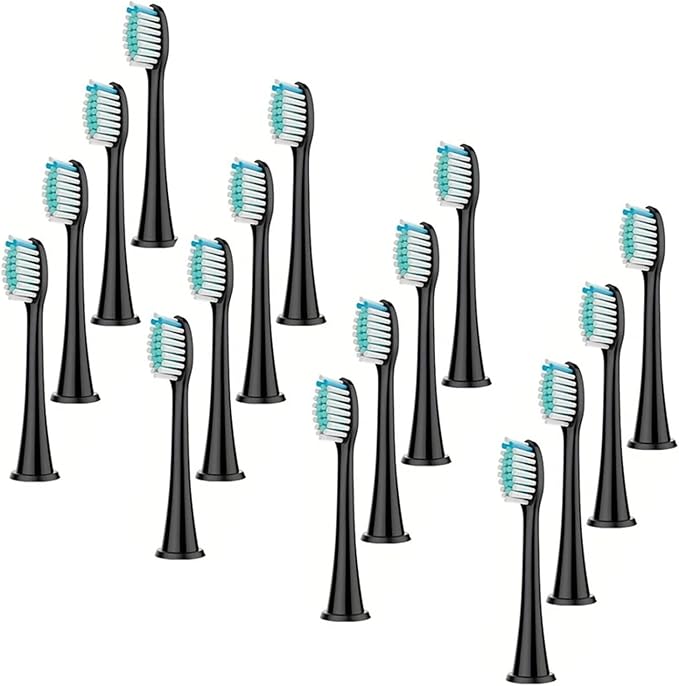 Electric Toothbrush Heads(Black 16pc)