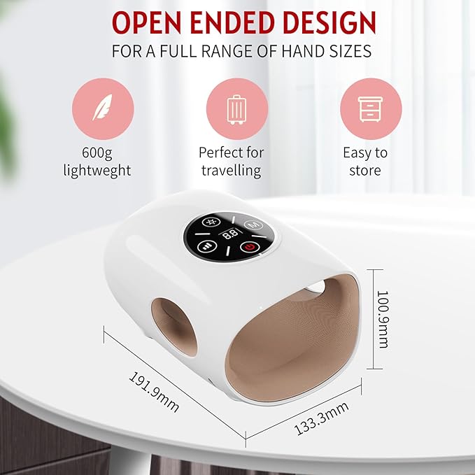 Hand massager with heating and pressure functions: This hand massager features customizable modes finger stretching function and intelligent timer—Daily Comfort for Women Men Home Office Use