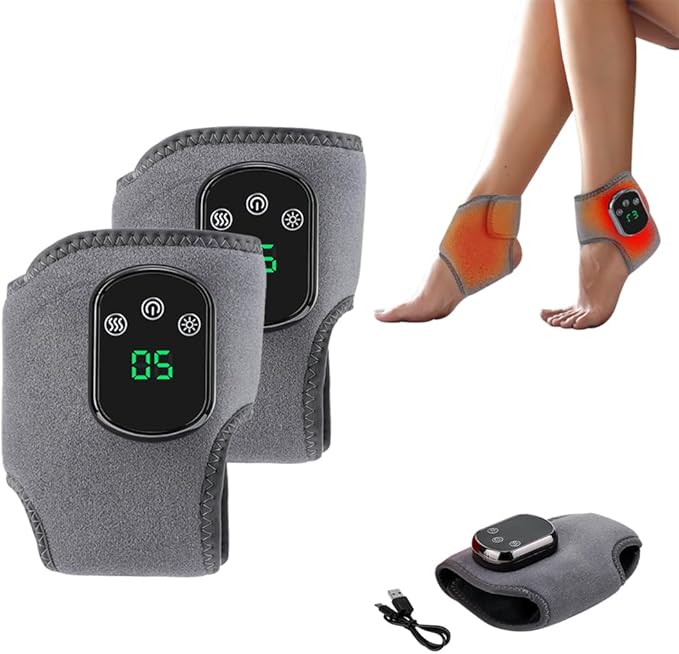 Portable Foot and Ankle Massager with Heat – 3-Speed Vibration &amp 5-Temperature Settings Wireless for Pain Relief Swelling Plantar Fasciitis Travel &amp Home Use (2)