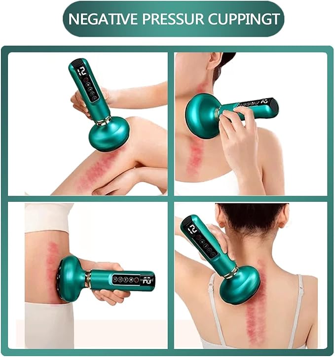 Intelligent Handheld Massage Tool for Anti - Cellulite Electric Cupping Device with 12 Suction Modes. This Fat Remover Massager is Suitable for Arms Legs. (Olive)