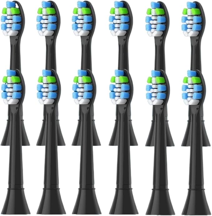 4-16Pack Replacement Toothbrush Heads Compatible For Philips Sonicare Electric Tooth Brush Electric Tooth Brush Refill(12pcs Black)