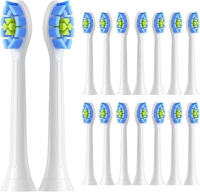 16pcs Replacement Toothbrush HeadsCompatible for Sonicare C2 C1 G2 W Clean Brush Head(White-16pcs)