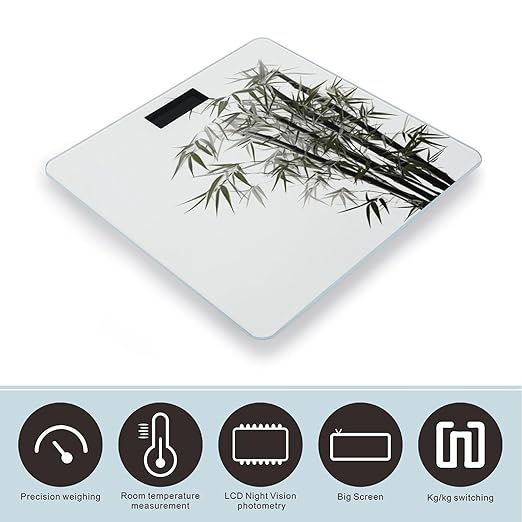Asian Bamboo Scale for Body Weight Accurate Digital Bathroom Scale Toughened Glass High Precision Scales Smart Weight Scales with Large LCD Backlight Display Weighing Machine