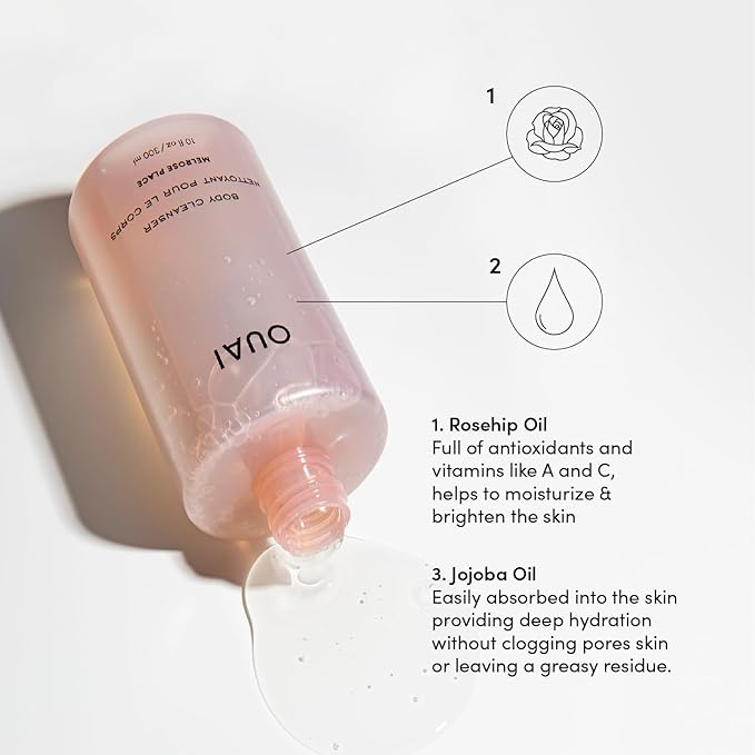 OUAI Body Cleanser Melrose Place - Foaming Body Wash with Jojoba Oil and Rosehip Oil to Hydrate Nurture Balance and Soften Skin - Paraben Phthalate and Sulfate Free Skin Care Products (10 Fl Oz)