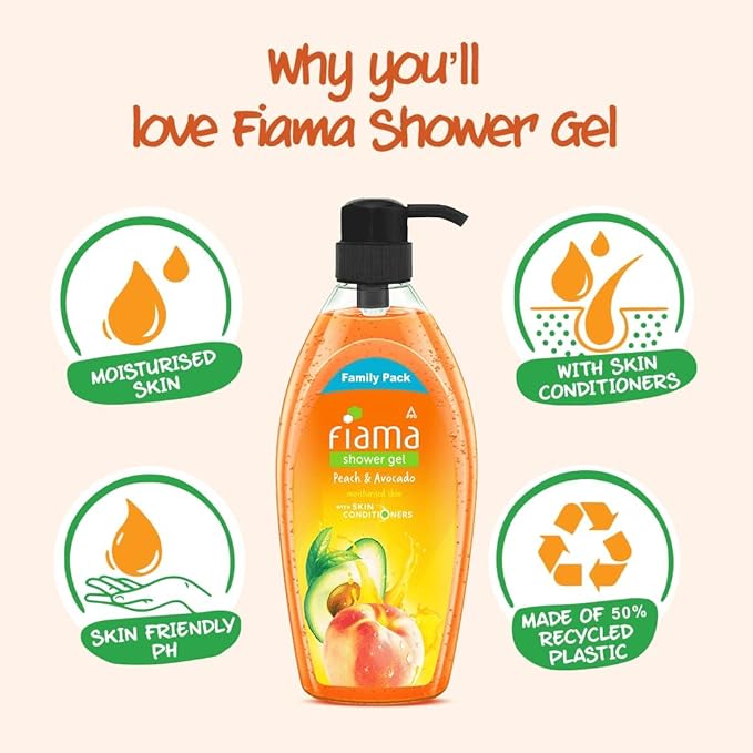 Faima Peach &amp Avocado Body Wash Shower Gel 900ml Family Pack
