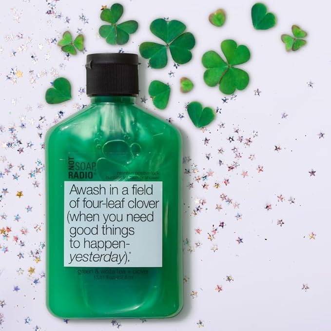 Not Soap Radio Awash in a field of four leaf clover (when you need good things to happen yesterday) bath/shower gel 12.17 oz.