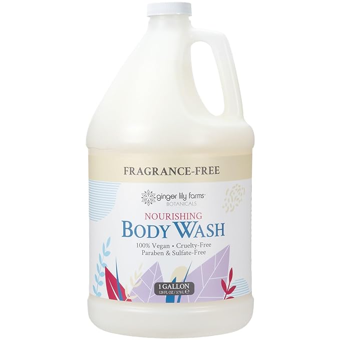Ginger Lily Farms Botanicals Nourishing Body Wash 100% Vegan &amp Cruelty-Free Fragrance Free 1 Gallon (128 fl oz) Refill