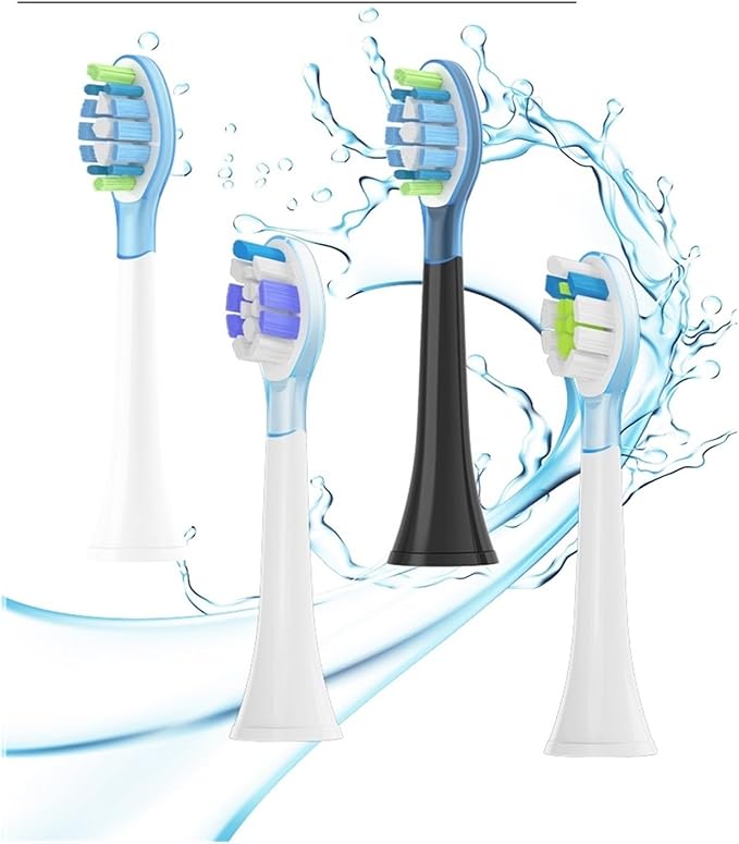 8Pcs Replacement Brush Heads Compatible for Philips HX6064 HX6930 Sonic Electric Toothbrush Vacuum 4100 6500(C3 Black)