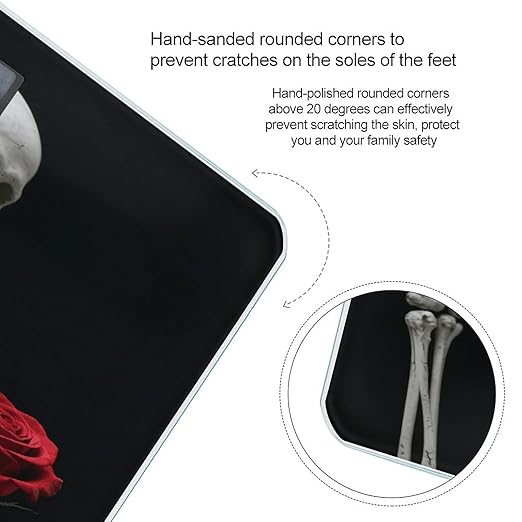 Skeleton Holding A Red Rose Bathroom Scale for Body Weight LCD Display Digital Bathroom Scale Tempered Glass Bathroom Weight Scales Fashion Smart Scales for Home Bedroom 400 Lb