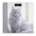 Long Haired Cat Digital Bathroom Scale for Body Weight with High Precision Digital Weighing Scale with BMI Clear LCD Display and Step-On Measures Weight Up to 180kg