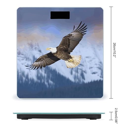 Bald Eagle Flying Scale with LCD Precision Weighing Scales Sturdy Tempered Glass Weight Scales Easy-to-Read Anti-Slip Weight Digital Bathroom Scale for Daily
