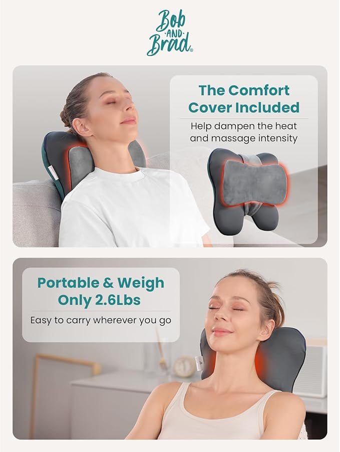 BOB AND BRAD Back Massager with Heat FSA Eligible/HSA Eligible EZBack Corded Back Massager for Pain Relief Deep Tissue Shiatsu Back and Neck Massage Pillow Soothing Full-Body Relief for Women Men