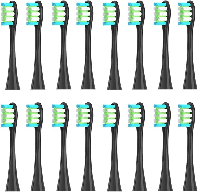 16pcs Replacement Brush HeadsCompatible for X/Pro/ Z1/ SE F1 One PW01/03/05/07/09 P5 Electric Toothbrush(16 Black)