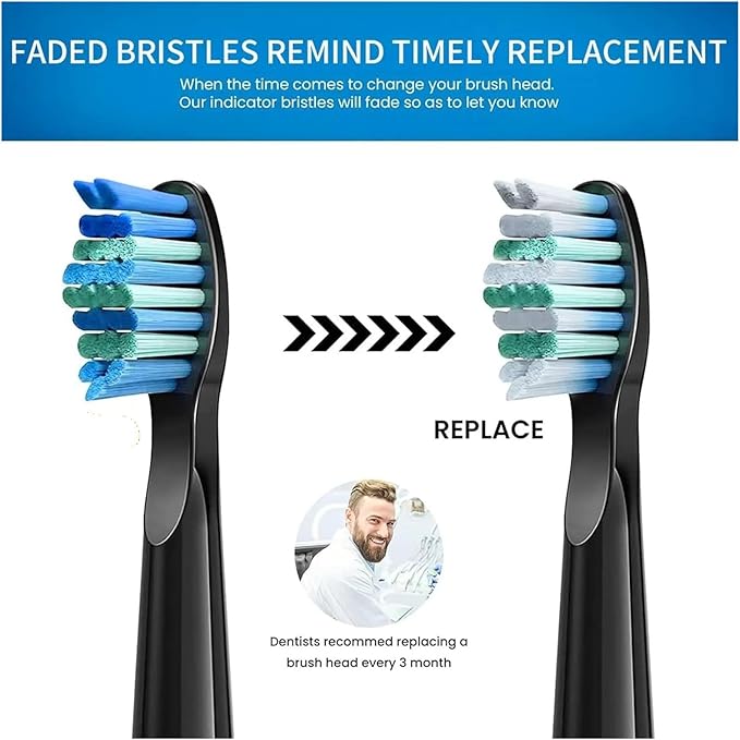 Replacement Toothbrush Heads Compatible for FW-507/508/551/515/917/959/2011FW-D1/D3/D7/D8 Electric(3 Black Care(Soft))