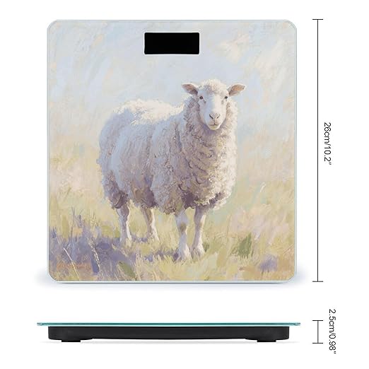 Watercolor Sheep Scale for Body Weight Sturdy Tempered Glass Weighing Scales with LCD Display Accurate Digital Bathroom Scale Convenient Body Fat Smart Scales Easy Read