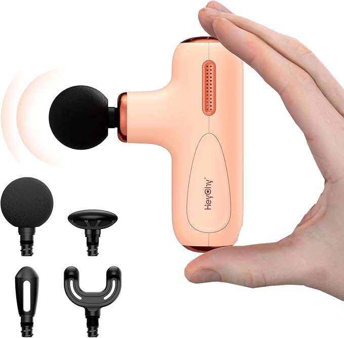 Super Mini Massage Gun Deep Tissue Portable Handheld Muscle Massager with 5 Speed &amp 4 Heads for Athletes Men &amp Women Muscle Recovery Percussion Massager Quiet for Home Gym Office Travel
