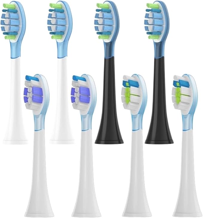 8Pcs Replacement Brush Heads Compatible for Philips HX6064 HX6930 Sonic Electric Toothbrush Vacuum 4100 6500(C3 White)