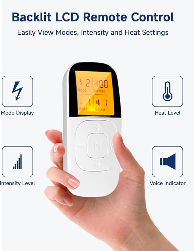 Foldable Neck Massager with Heat Electric Neck Massager with Wireless Remote 16 Intensity Levels 4 Modes Food-Grade Silicone LCD Display Portable Neck Massager for Office Home Travel