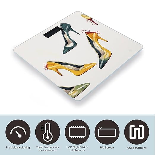High Heel Shoes Weight Scale Digital Electronic Scales Bathroom Scale Larg LCD Backlight Display High Precisio MeasurementsTempered Glass