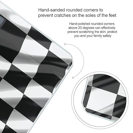 Black White Race Checkered Flag Bathroom ScaleHighly Accurate Digital Weighing Machine for People Bright LED Display Weight Scale for The Aldult Home Use