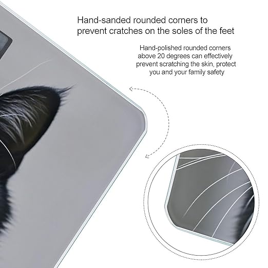Black and White Cats Scale for Body Weight Accurate Digital Bathroom Scale Toughened Glass High Precision Scales Smart Weight Scales with Large LCD Backlight Display Weighing Machine