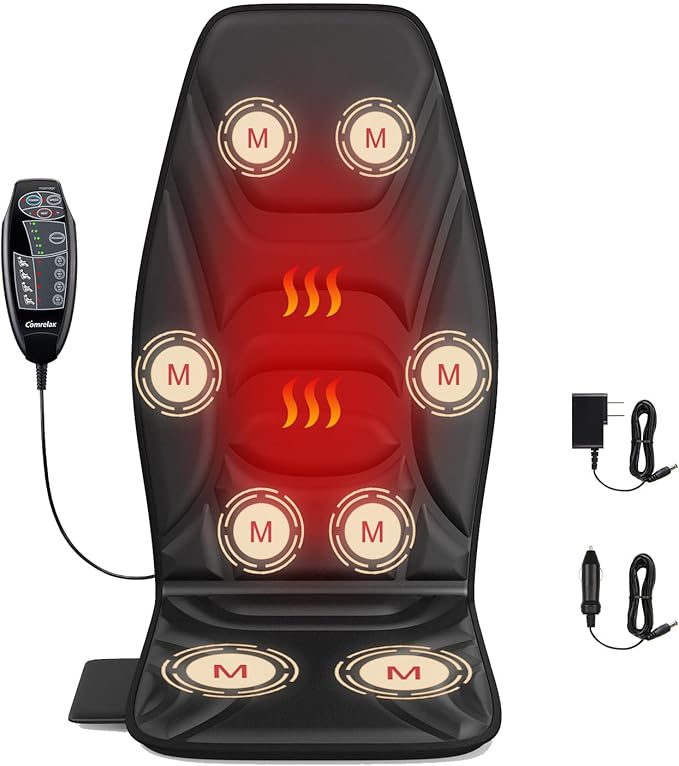Back Massage Chair Pad with Heat Back Massager for Back Pain Relief Chair Massager with Vibration Portable Massage Chair Pad for Office Use Gifts for Dad &amp Mom