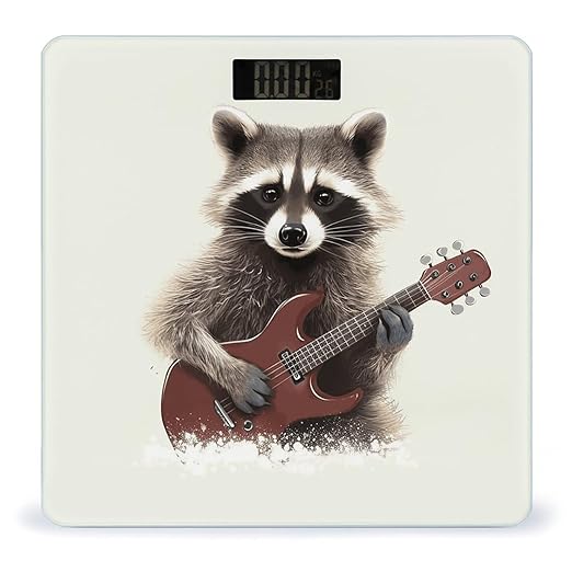 Funny Raccoon Bathroom Scale Rounded Smart Scale for Body Weight Automatic Power On/Off Weight Scales Accurate Bathroom Digital Scales for Pet Home Bedroom Kitchen