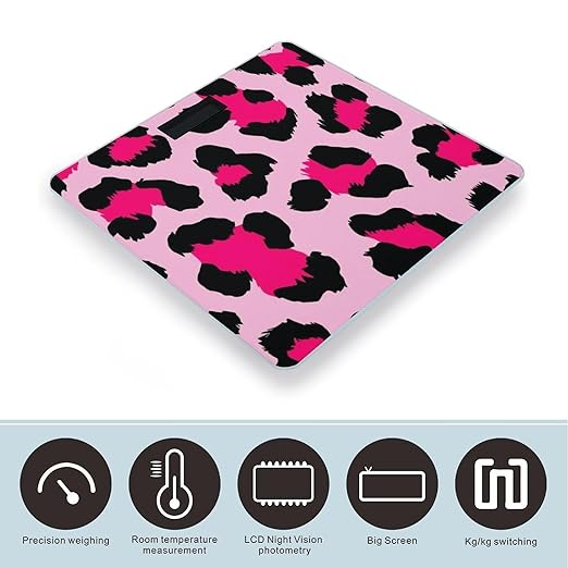 Smart Scale for Body Weight Digital Bathroom Weighing Scale Energy Saving Scale Pink Cheetah Leopard Print