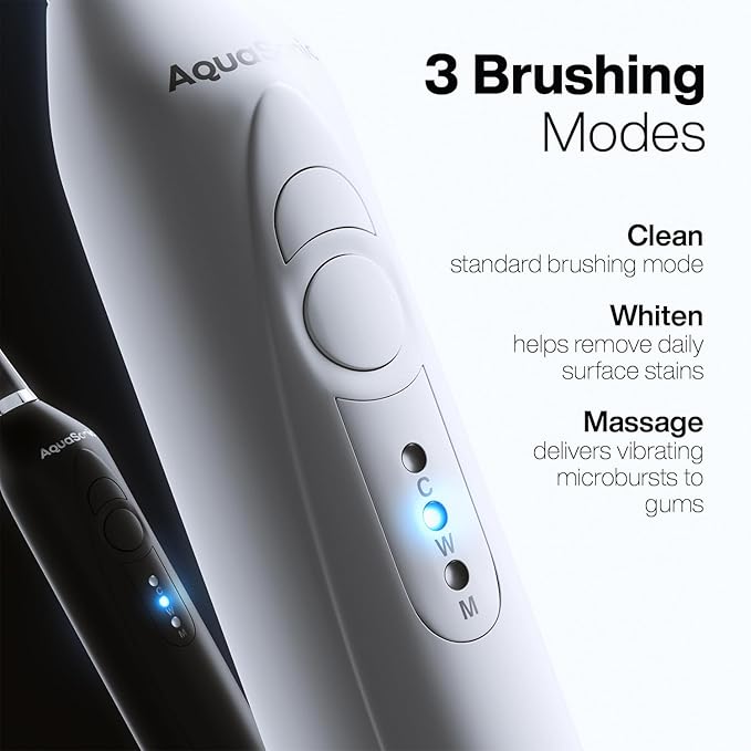 Aquasonic Duo - Dual Handle Ultra Whitening 40000 VPM Wireless Charging Electric ToothBrushes - 3 Modes with Smart Timers - 10 Dupont Brush Heads &amp 2 Travel Cases Included (Pack of 2)