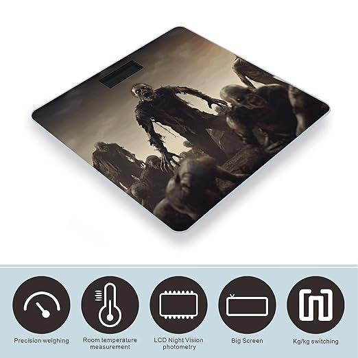 Many Zombie Scale for Body Weight Anti-Slip Digital Bathroom Scale Sturdy Toughened Glass Weighing Scales High Precision Safe Rounded Corners Smart Scales