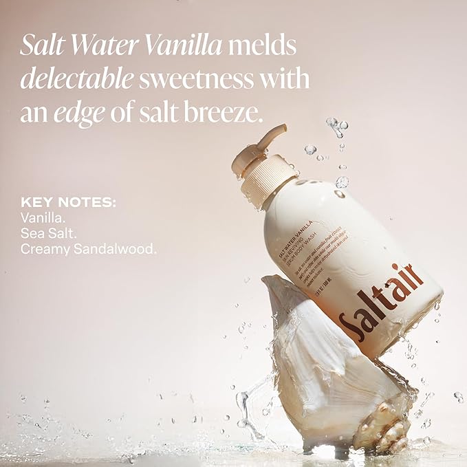 Saltair Body Oil and 2-Pack Body Wash Set – Moisturizing Cleanser and After-Shower Skincare Duo – Salt Water Vanilla Scent