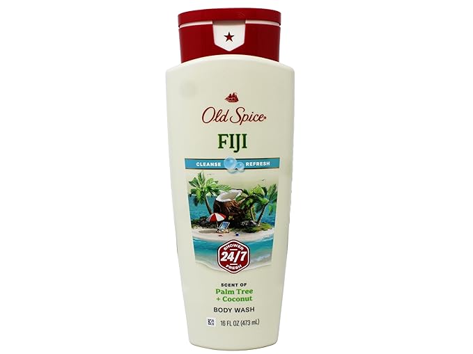 Old Spice Body Wash - Fiji - With Palm Tree - Net Wt. 16 FL OZ (473 mL) Per Bottle - Pack of 4 Bottles