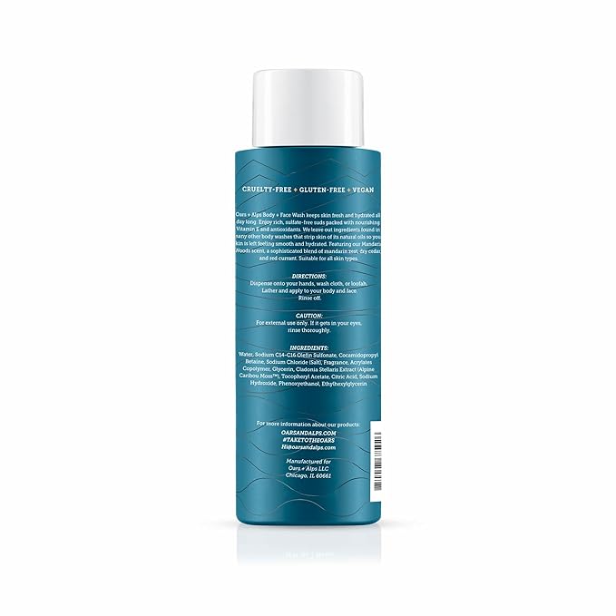 Oars + Alps Body Wash for Men Mens Body Wash &amp Face Cleanser with Vitamin E &amp Antioxidants Moisturizing Paraben &amp Sulfate Free Cleanser Mandarin Woods 3pk