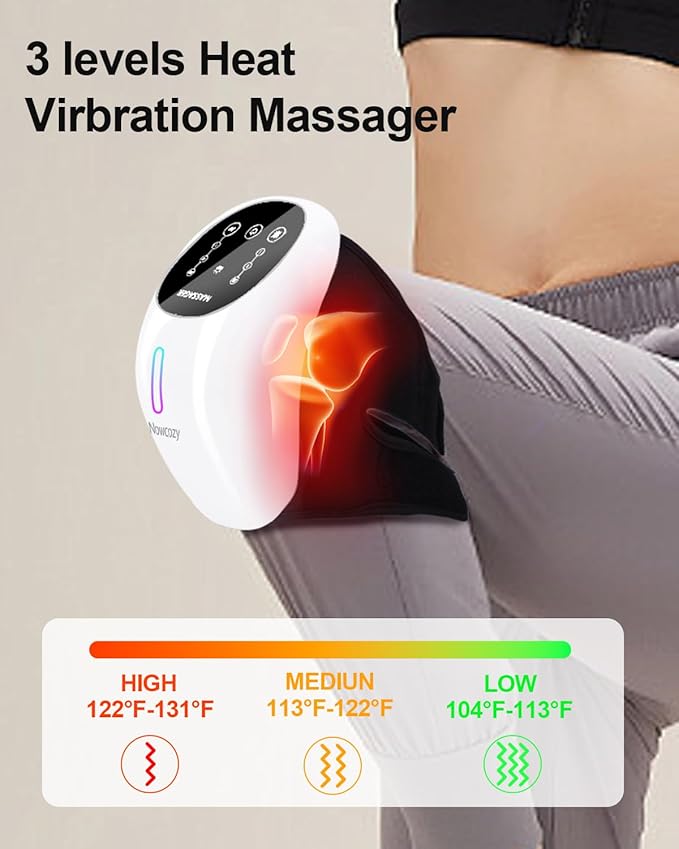 Knee Massager with Heat &amp Ice Pack Cordless Infrared Massager for Knee Pain Relief Adjustable Portable Device for Shoulder Elbow Joint Stiffness Ideal Gift for Men&ampWomen Parents