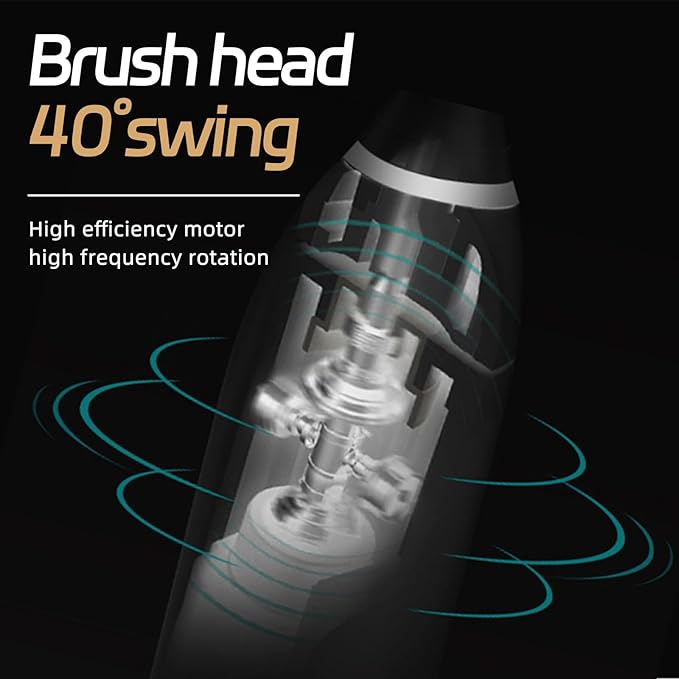 Oscillation&ampVibration Sonic Electric Toothbrush for Adults with 10 Brush Heads for Travel &amp Teeth Care 48000VPM Motor 5 Cleaning Modes 2 Min Timer (Silver)