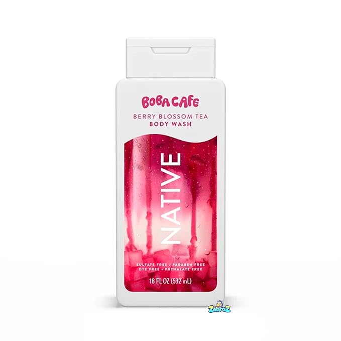 Native Body Wash Limited Edition Berry Blossom Tea Sulfate Free Body Wash for Women &amp Men Boba Café 18 fl oz - Pack Of 02