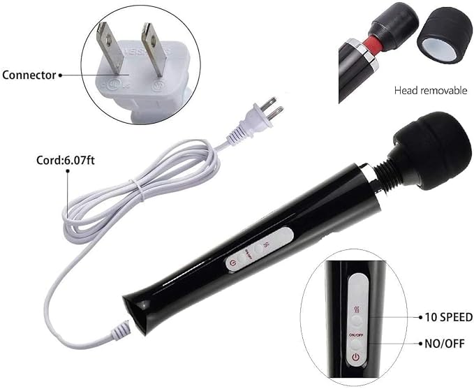 Power Massager Handheld Tool Electric Foot Neck Back Hand Leg Arm Muscle Aches for Women Men Massage Therapy Pain Relief Deep Tissue Toy Black Big and Blue Small Tool