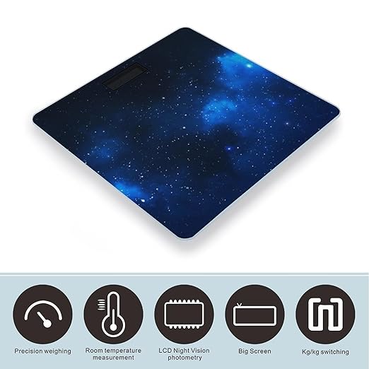 Blue-Starry Sky Digital Bathroom Scale for Body Weight Lighted LCD Display Round Corner